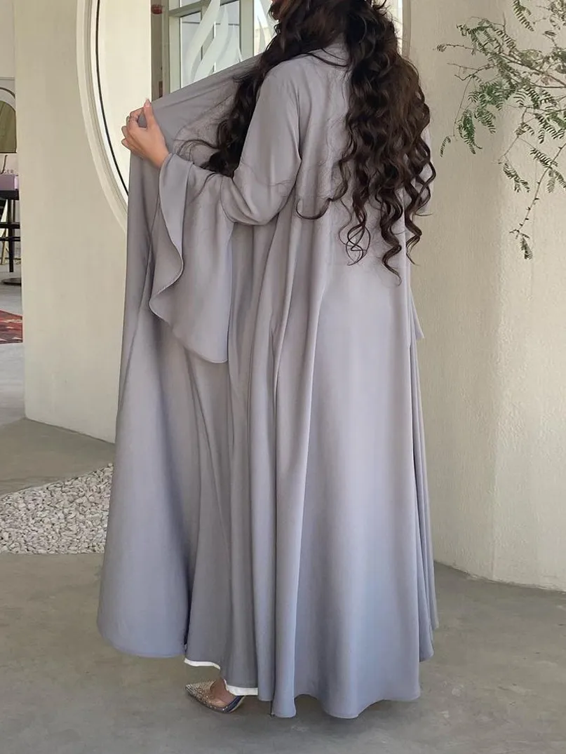 Fashion Ruffle Sleeves Solid Shawl Cardigan Coat