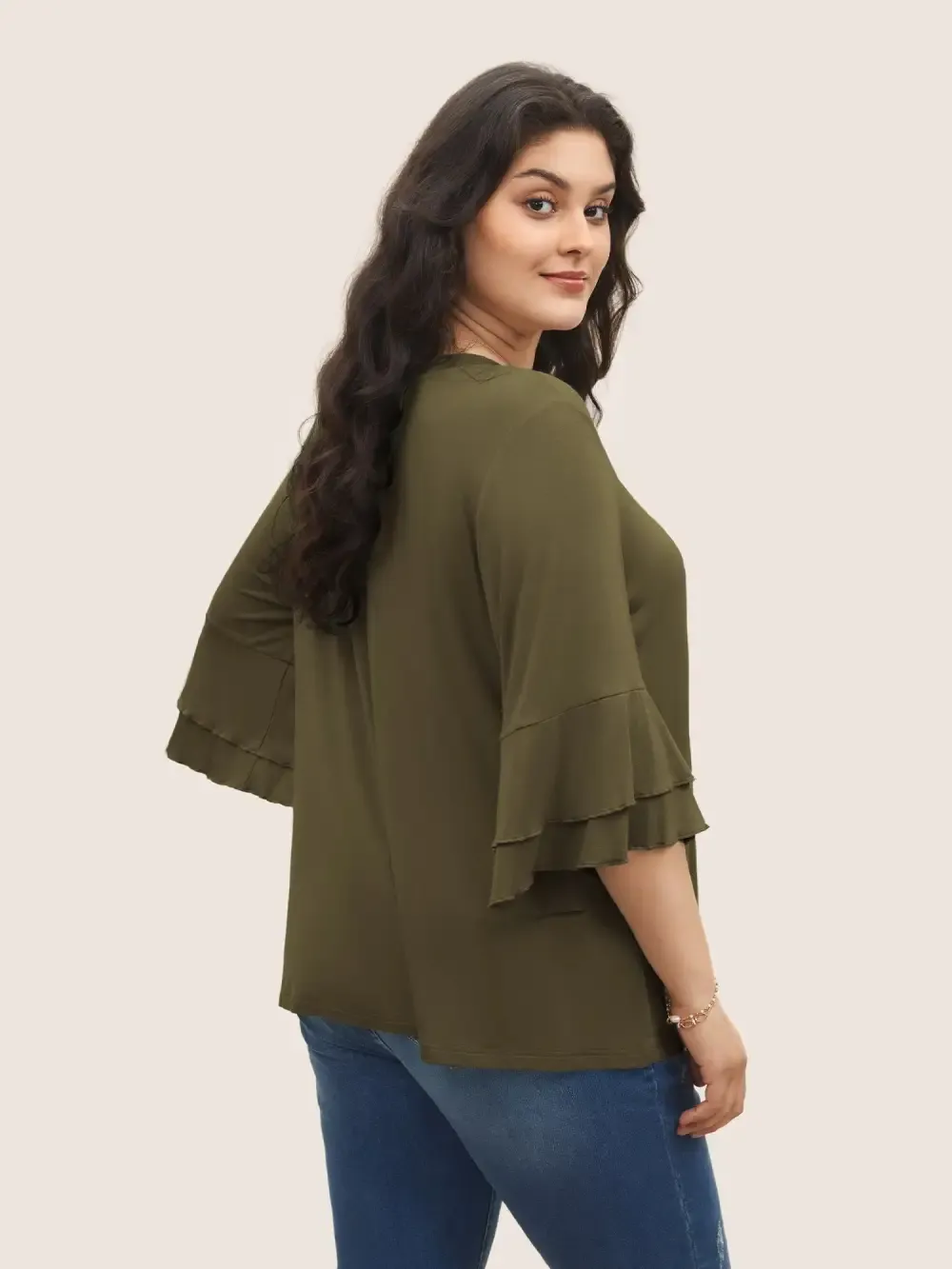 Supersoft Essentials Ruffle Layered Sleeve Pleated T-Shirt