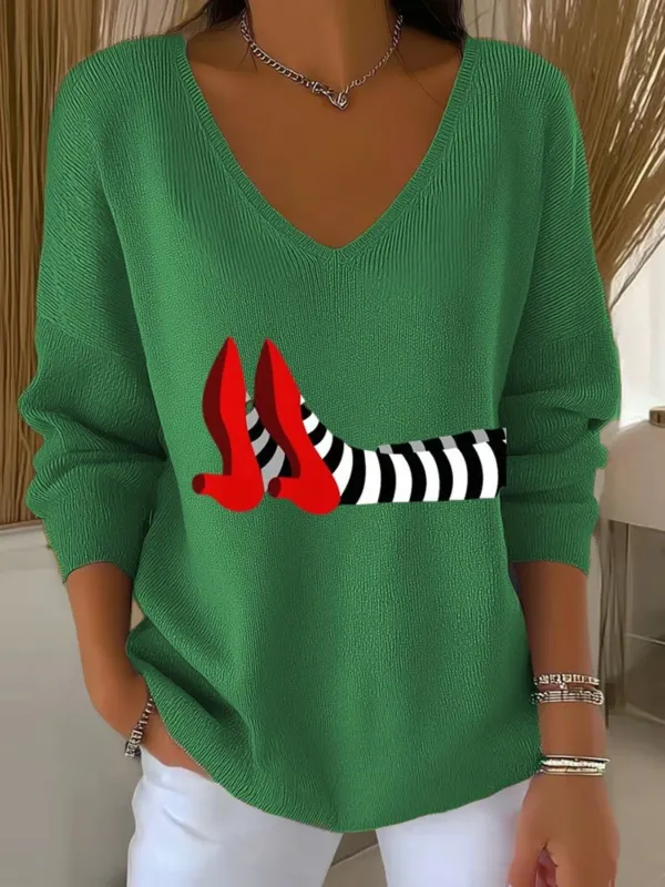 Casual Cotton Halloween V Neck Sweater