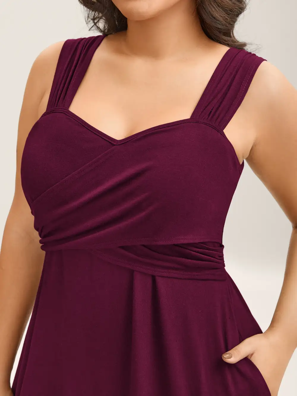 Crosswrap Bodice Pockets Midi Dress