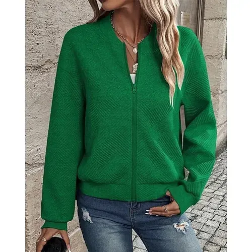 Women's Texture Sweatshirt Waffle Sweatshirt  Pullover Hoodie Sweatshirt Plain Streetwear Casual Long Sleeve Hooded Regular Tops Street Holiday Going out Buttons Black White Pink Wine Fall Winter