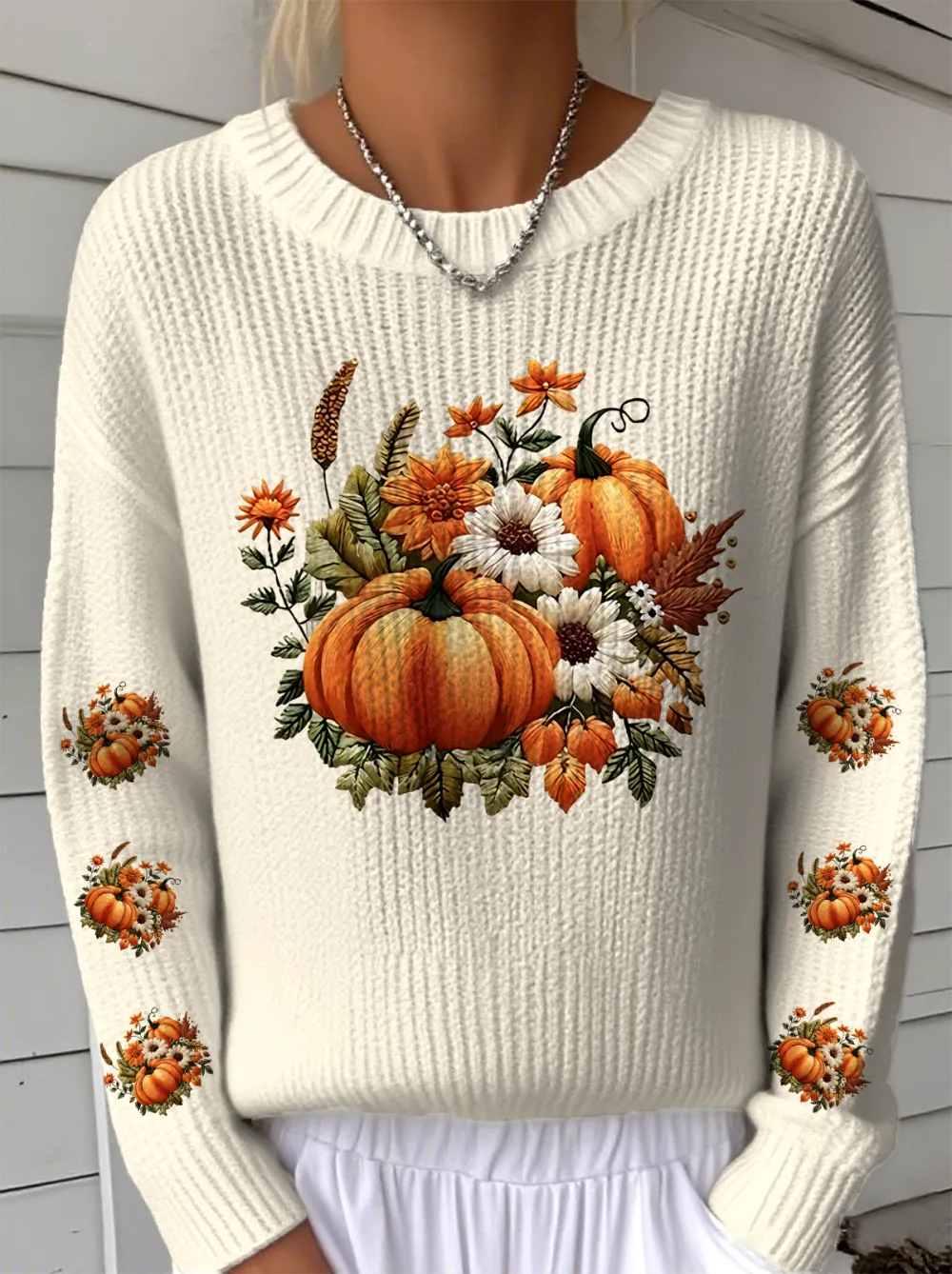 Women's Halloween Pumpkin Pattern Pullover Sweater Regular Autumn and Winter Top