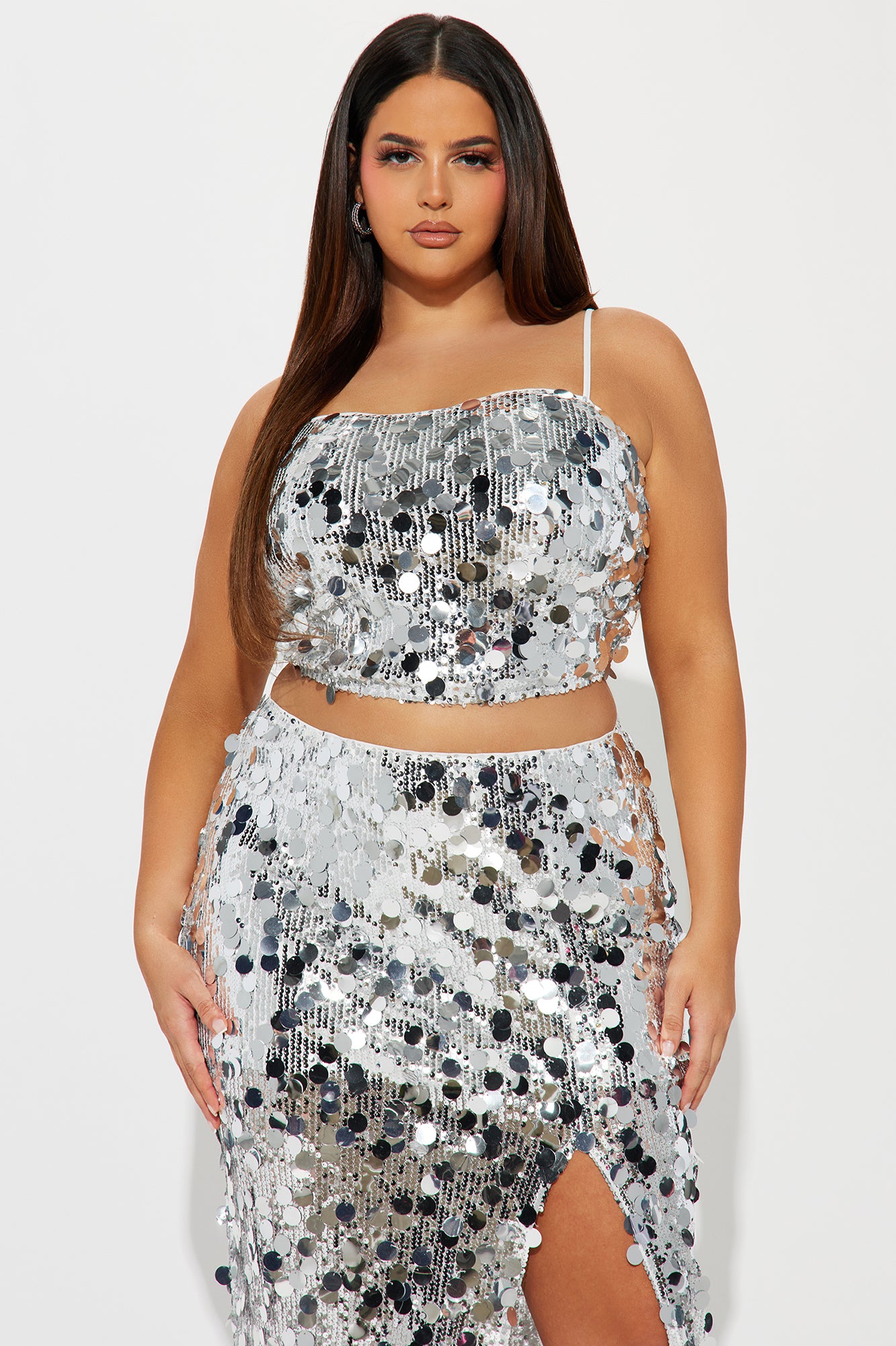 Radiant Sequin Skirt Set - Silver