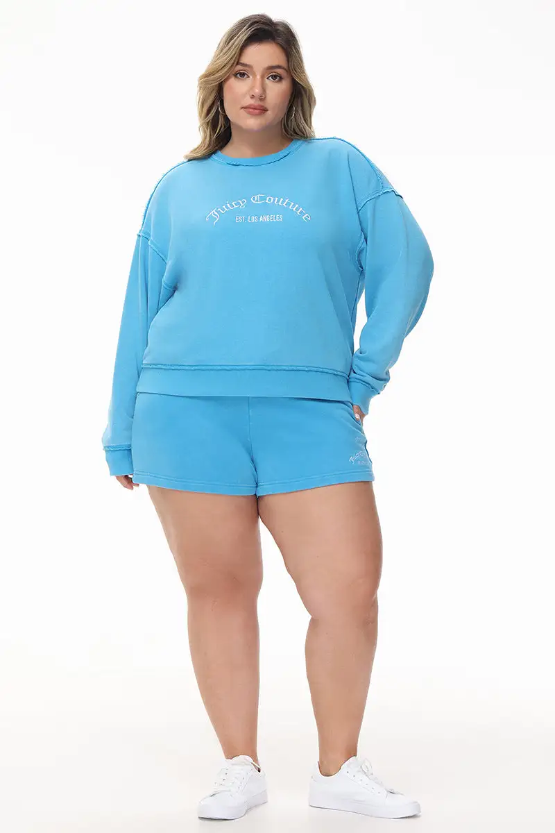 Plus-Size French Terry Embroidered Crewneck