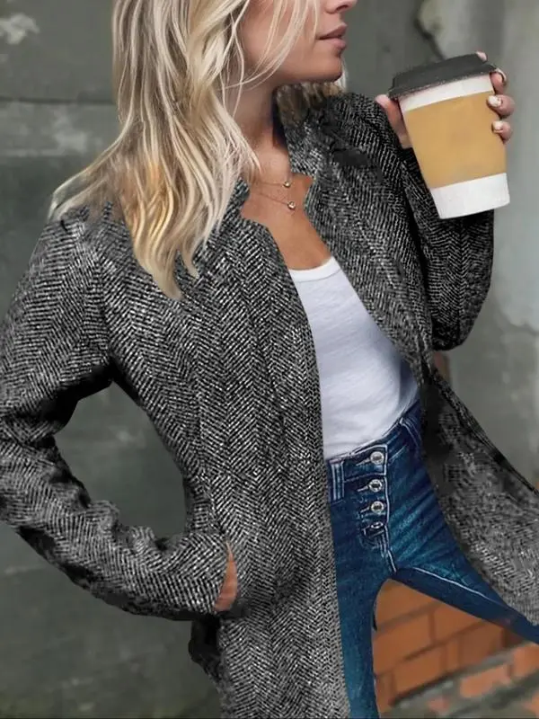 Women’s Longline Open Front Coat with Pockets – Fall & Winter Outerwear