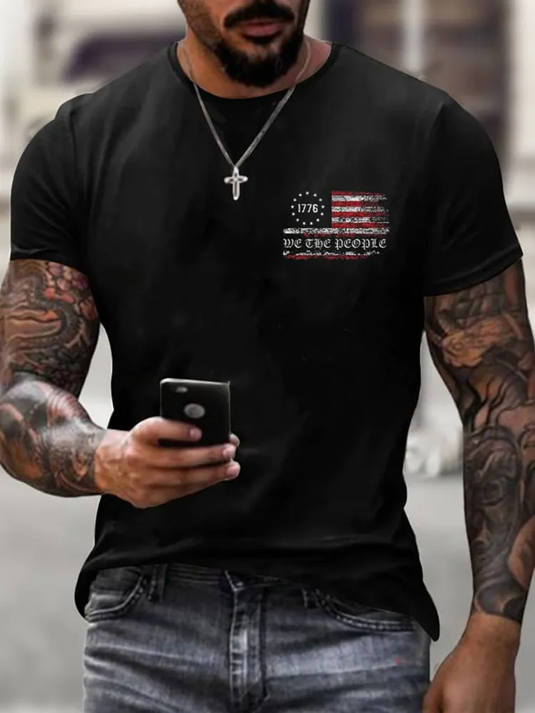 Men'S Shirt With National Flag 1776 Print T-Shirt
