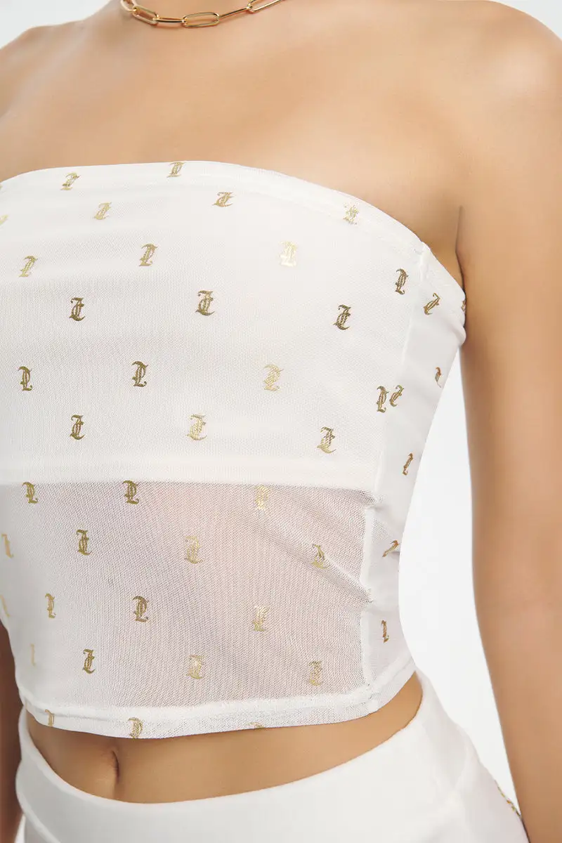 Metallic Monogram Mesh Tube Top