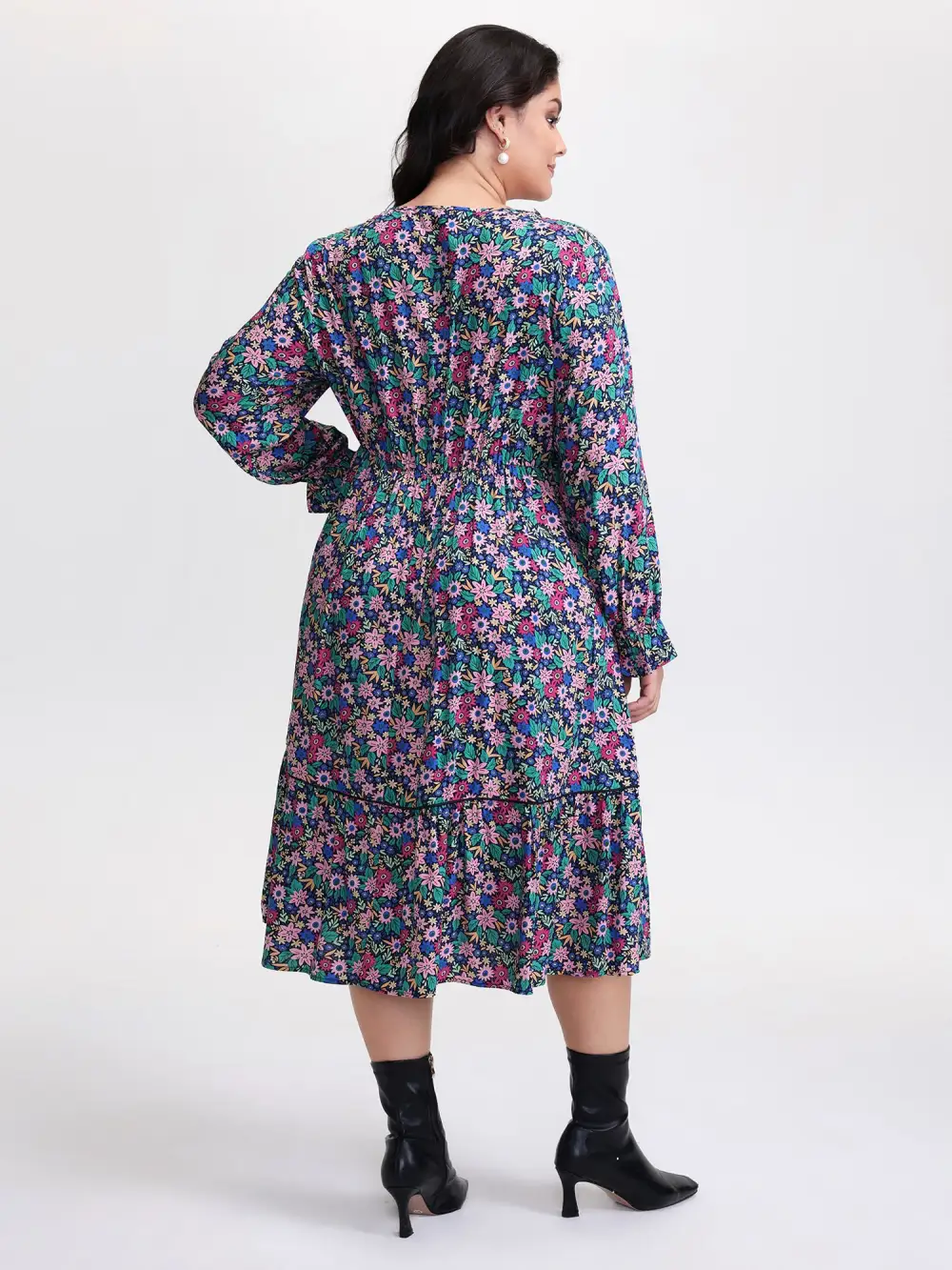 Supersoft Ribbon Floral Print Midi Dress