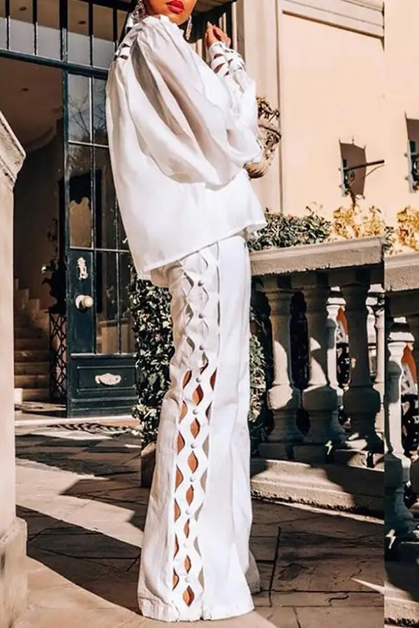  Elegant Cutout Pant Suit