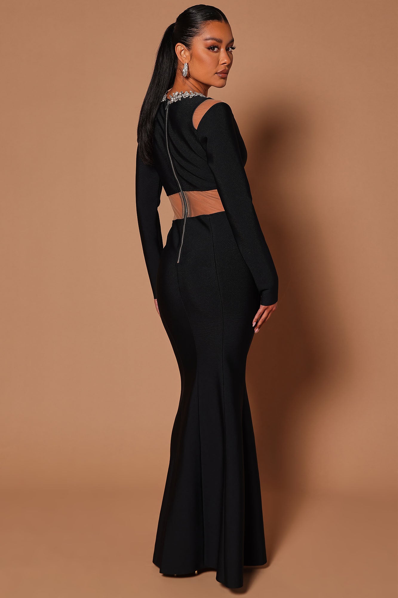 Vara Bandage Embellished Maxi Dress - Black