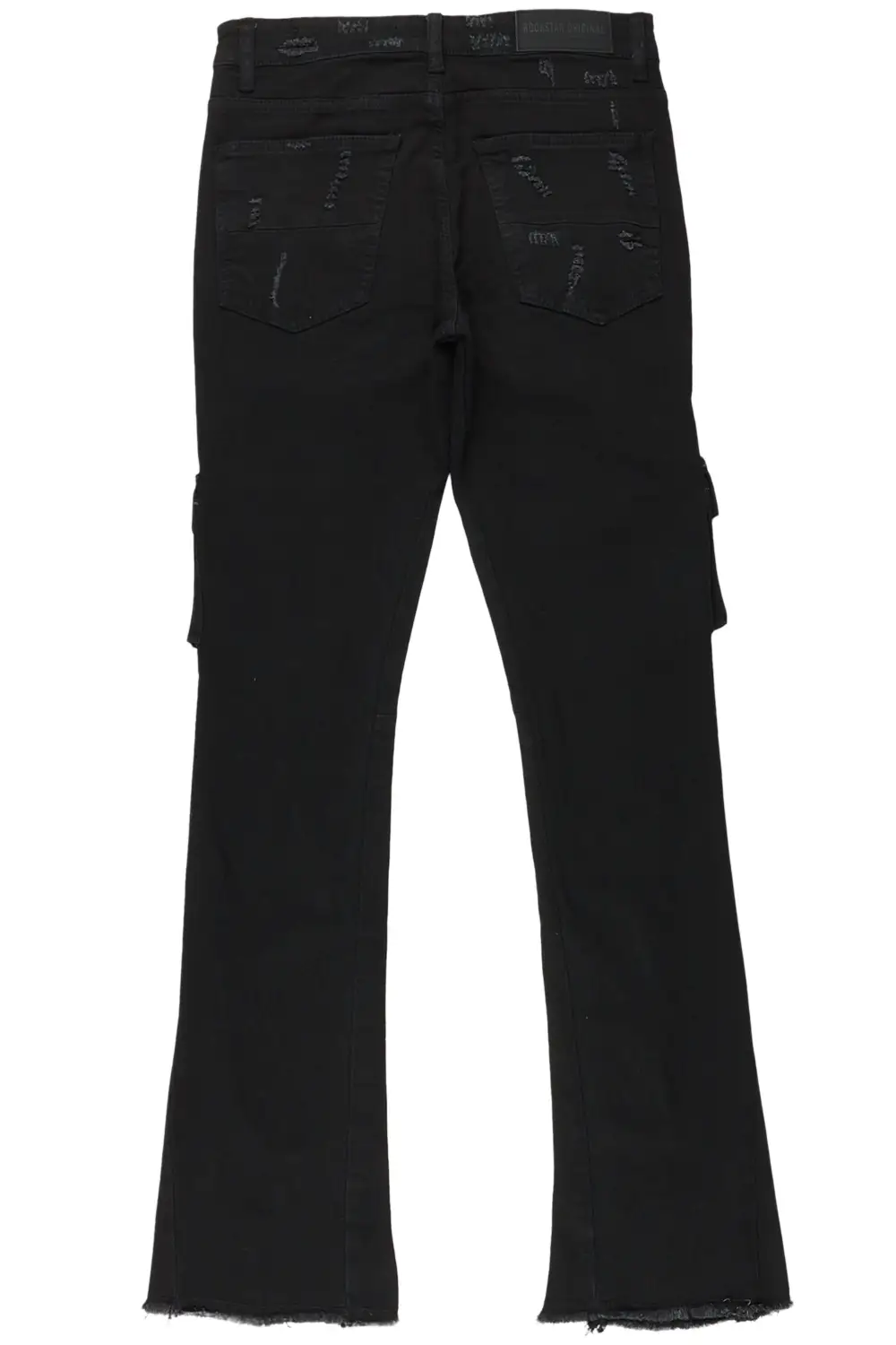 Adriel Black Cargo Stacked Flare Jean