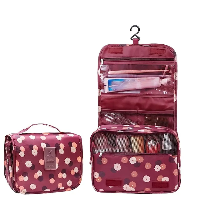 Women's Girls' Cosmetic Bag Oxford Cloth Party Daily Holiday Zipper Large Capacity Waterproof Foldable Embroidery Wine Pink Dusty Rose