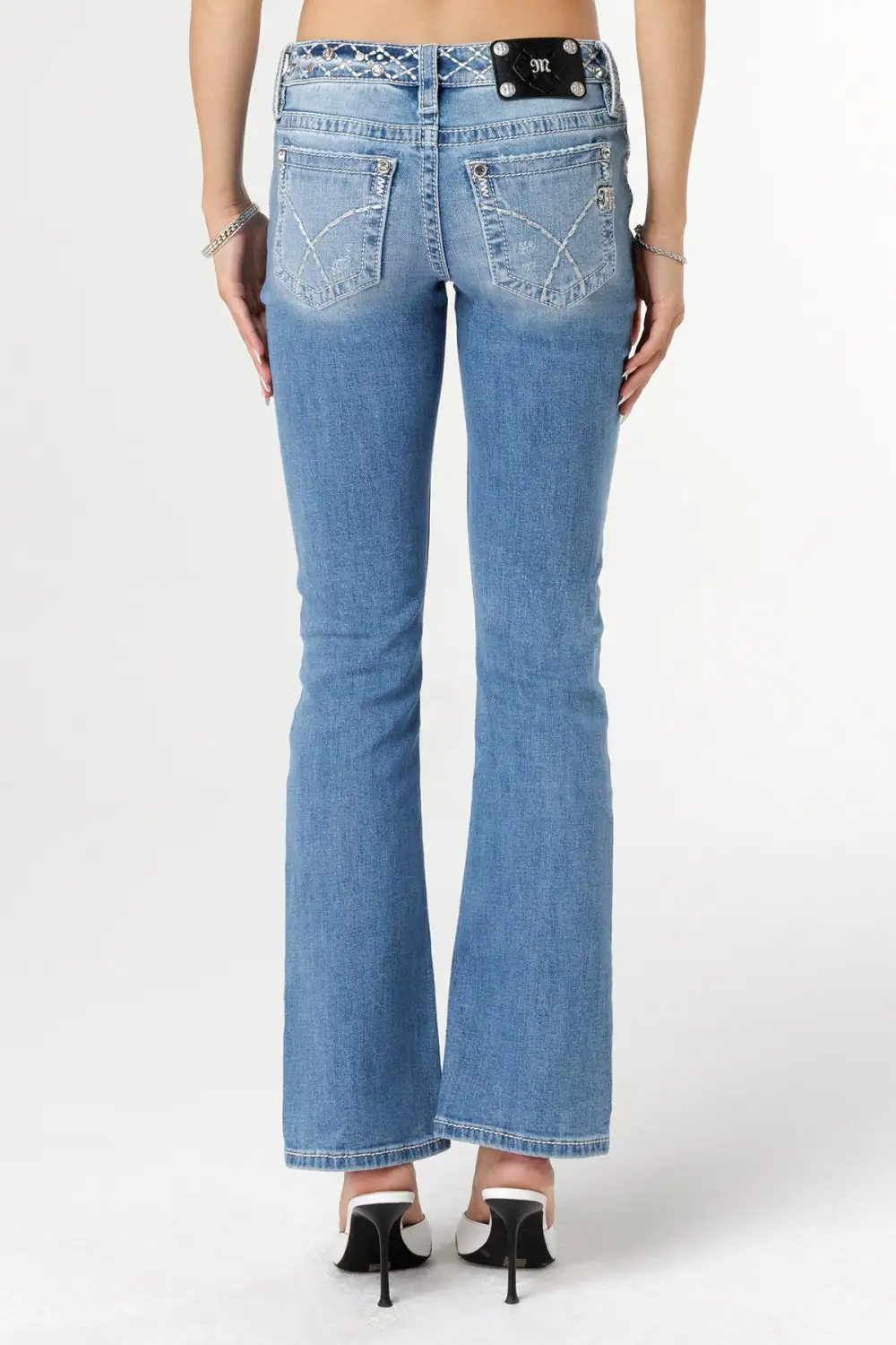 Stitched Belt Bootcut Jeans