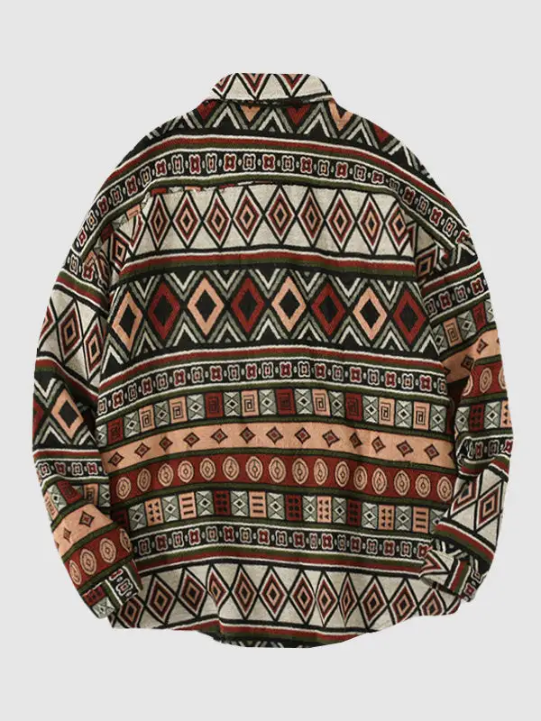 Men's Western Geometric Ethnic Blend Wool Jacket