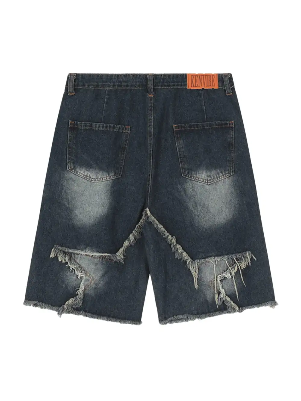 American Pentagram Tassel Patch Denim Shorts - 1681