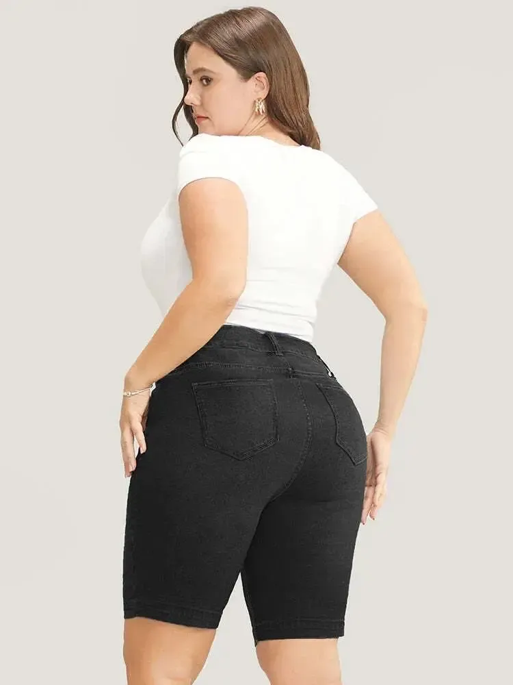 4 Pack Very Stretchy High Rise Dark Wash Denim Shorts