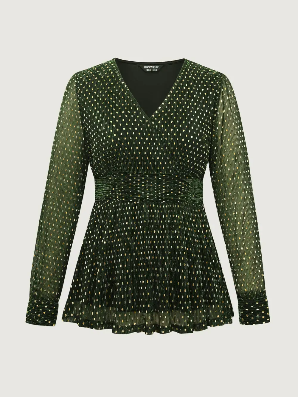 Lurex Textured Flared V-Neck Blouse