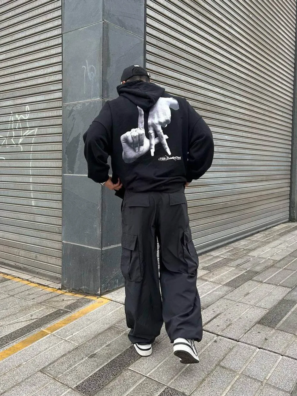 Gesture Print Hoodie -1268