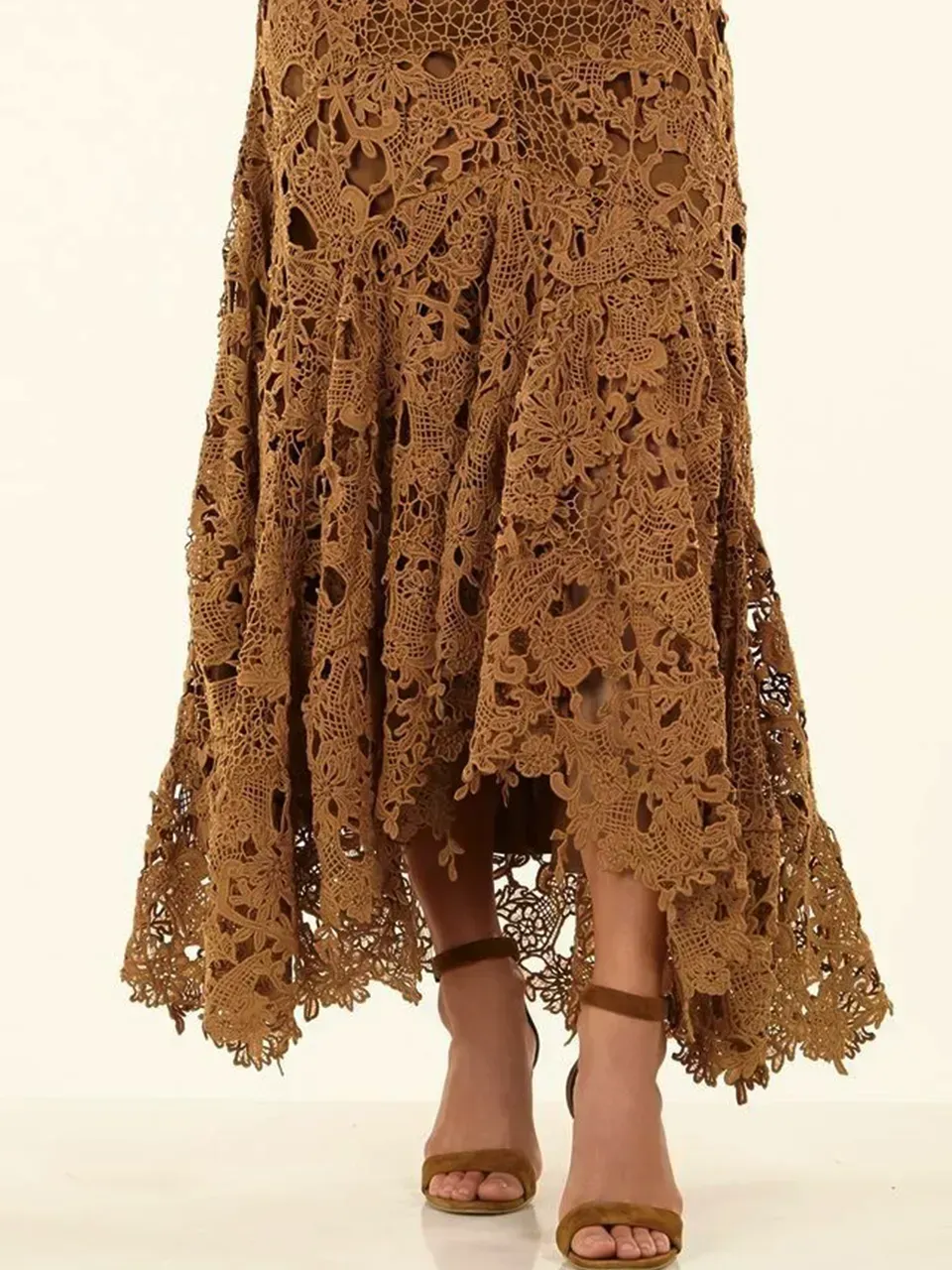 Boho Lace H-Line Natural Lace Maxi Skirt