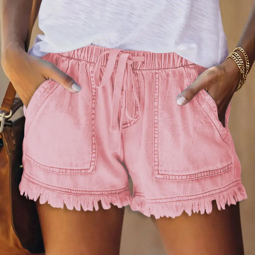 Womens Casual Denim Shorts with Pockets Cotton Jean Short