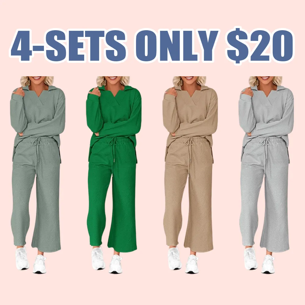 Women 2025 FW 2-Piece Pullover & Wide Leg Pants Lounge Set