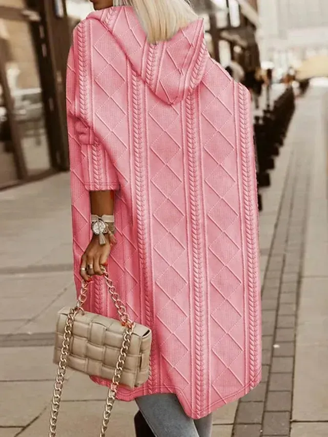 Women's Winter Coat Warm Comfortable Daily Pocket Open Front Turndown Casual Solid Color Regular Fit Outerwear Long Sleeve Spring Fall Pink Beige Coffee S M L XL 2XL