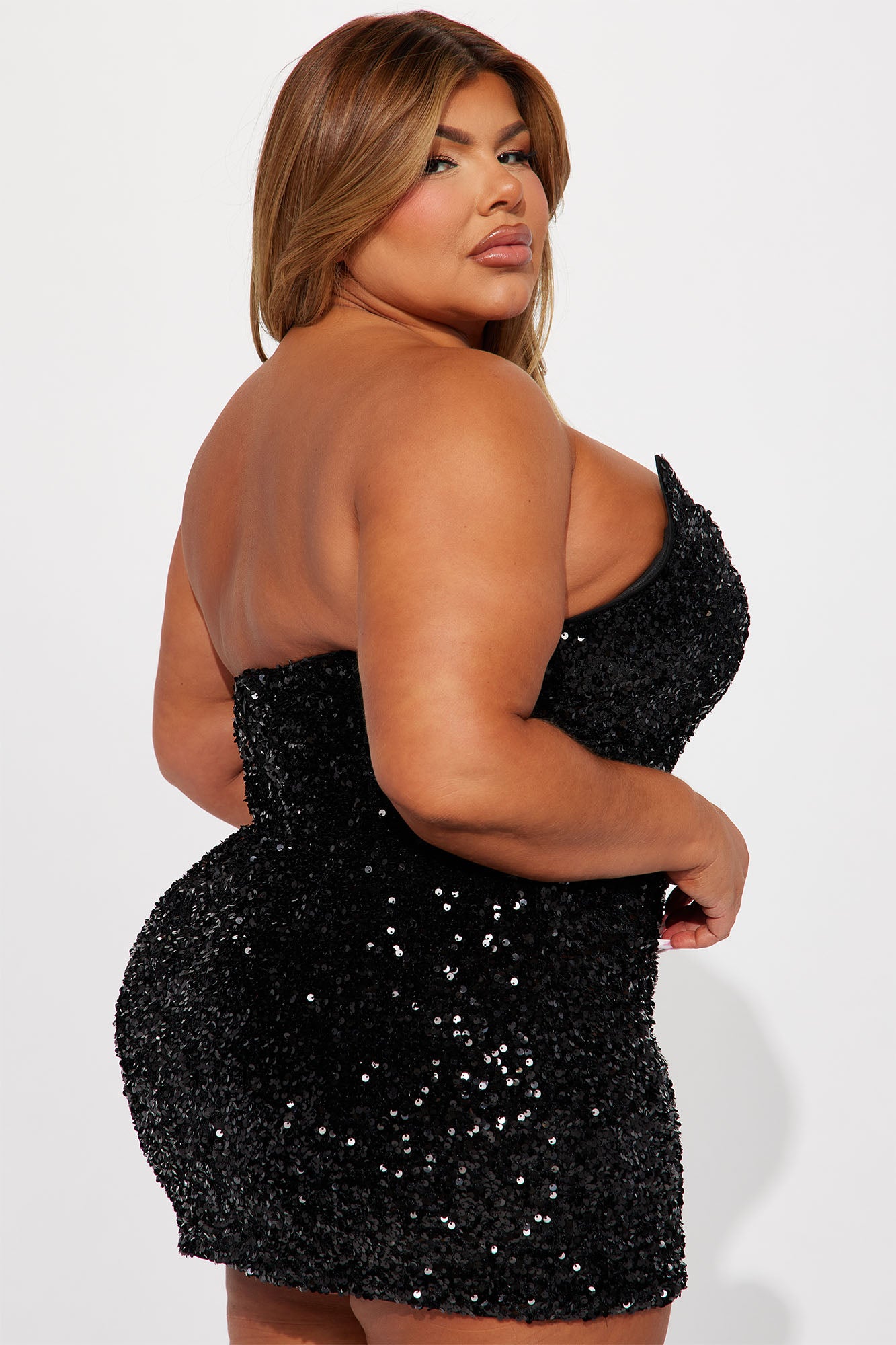 Glamour Sequin Mini Dress - Black