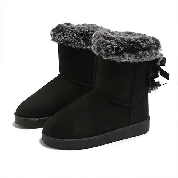 Women's Fashionable Furry Bow Thick Sole Snow Boots 27354078S