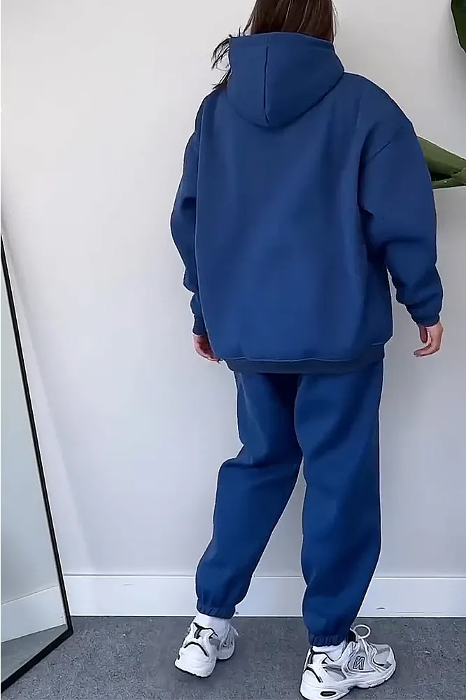 Women's Solid Hooded Sweatshirt and Pants 2-Piece Set