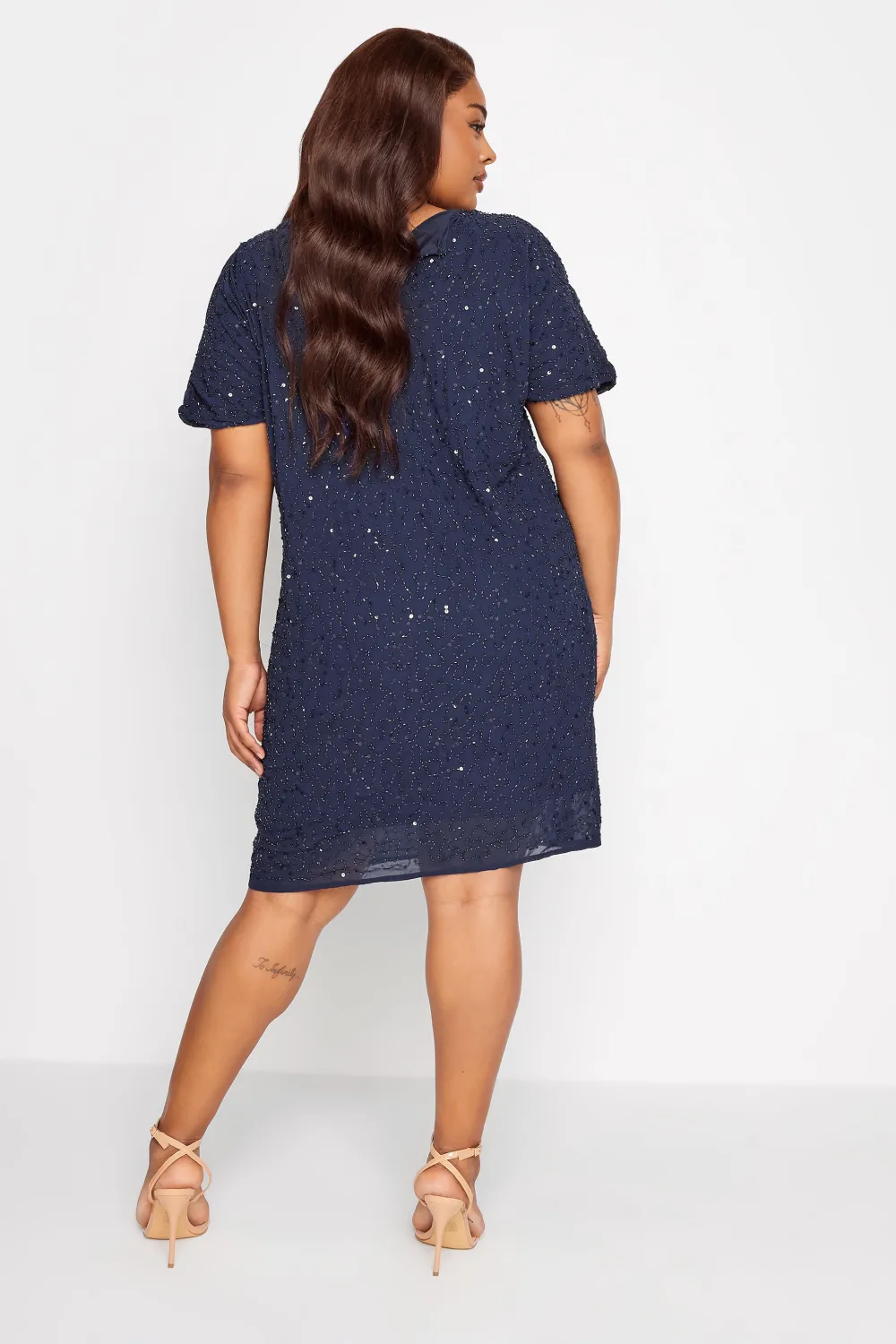 LUXE Curve Teal Green Sequin Hand Embellished Cape Dress