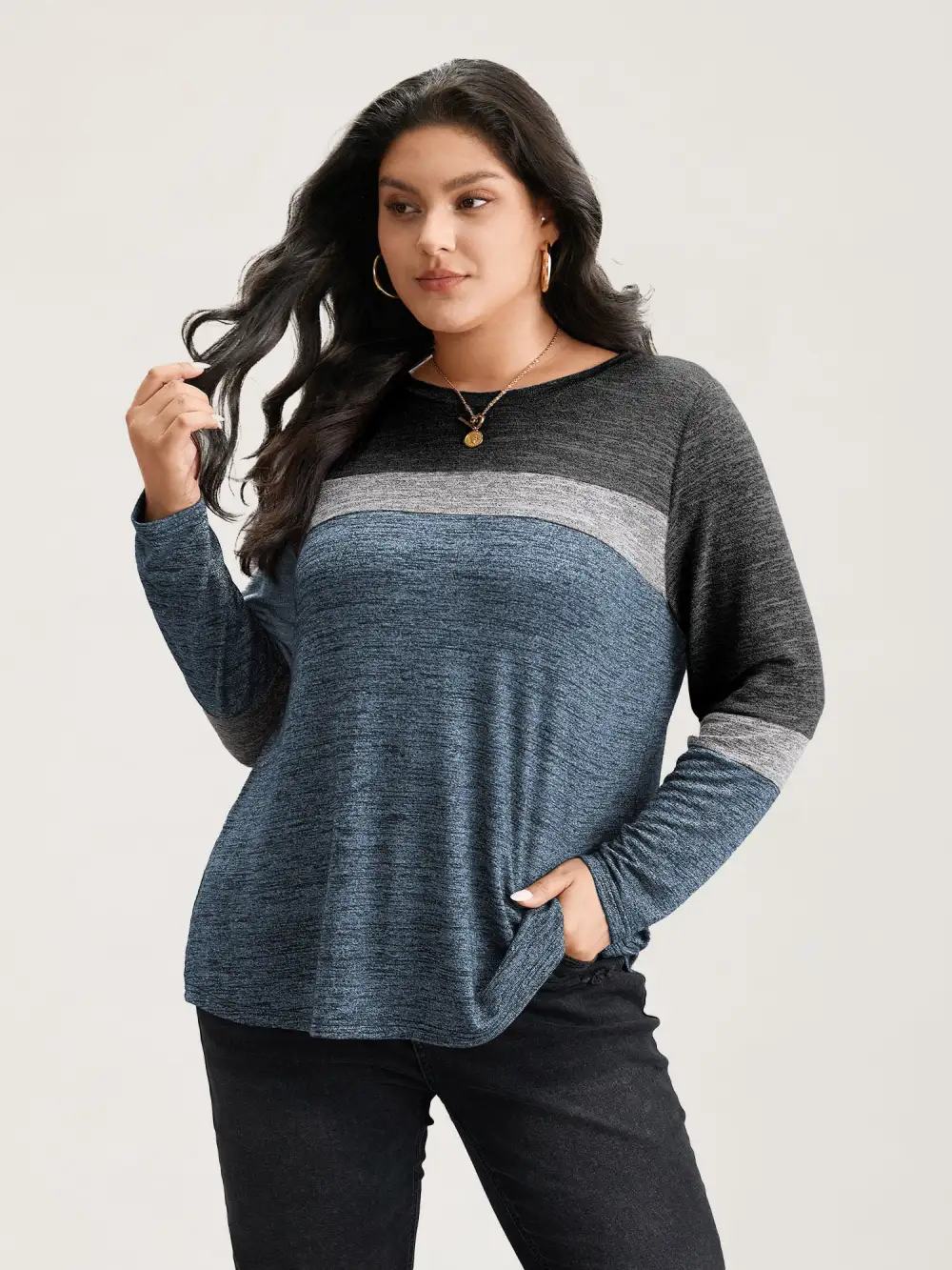 Heather Colorblock Contrast Crew Neck T-shirt