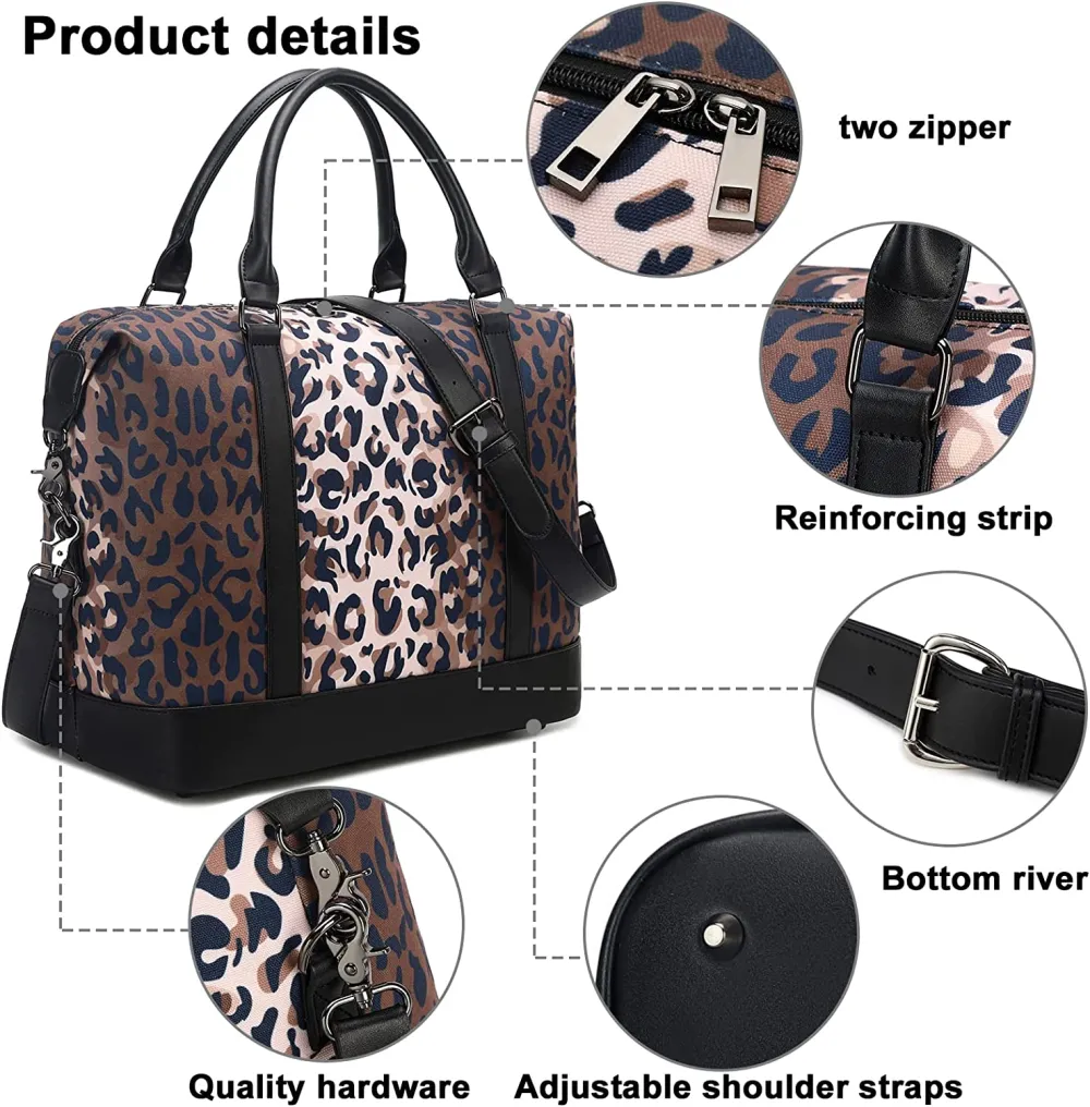 Ladies Canvas Weekender Bag Overnight Carry-on Tote Duffel in Trolley Handle