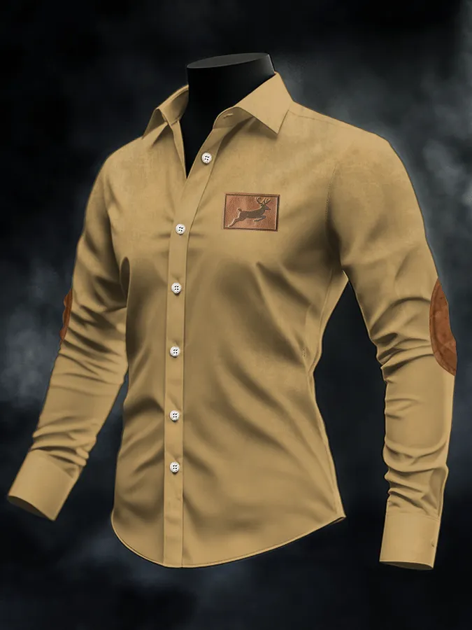 Men's Retro Elk Print Casual Shirt