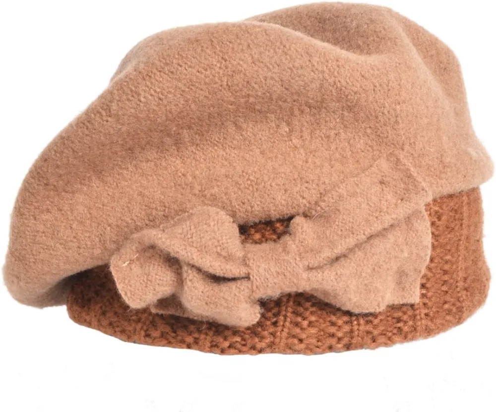 Lady French Beret 100% Wool Beret Floral Dress Beanie Winter Hat