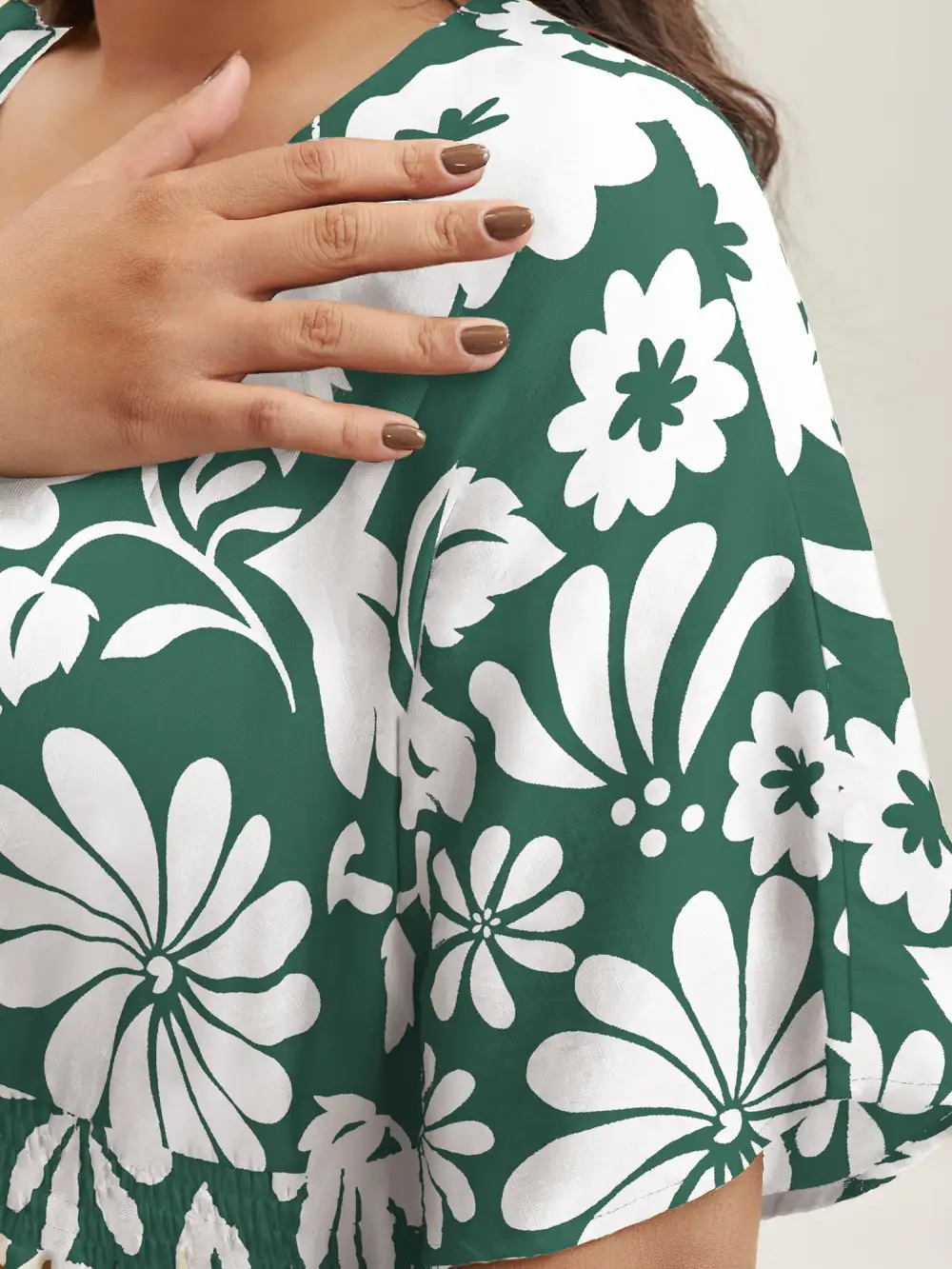 Large Floral Print Pockets Midi Dress