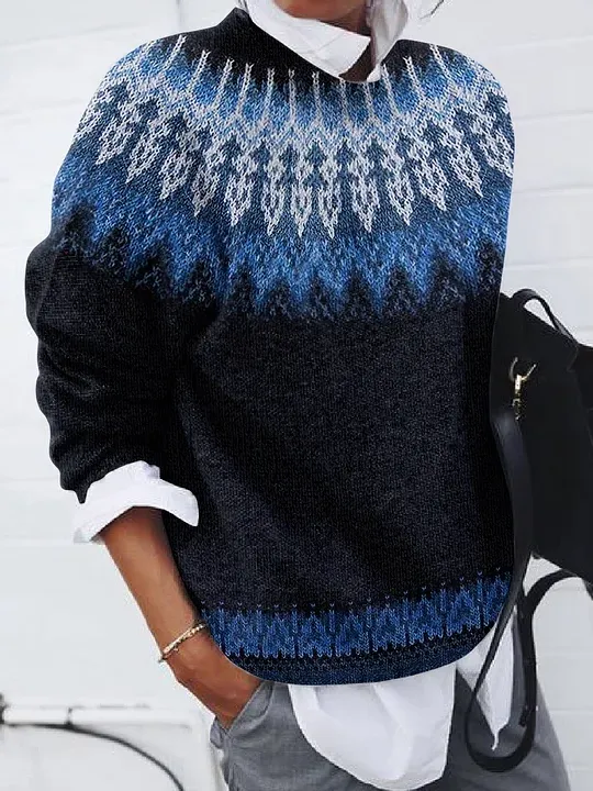 Abstract Simple Crew Neck Sweater