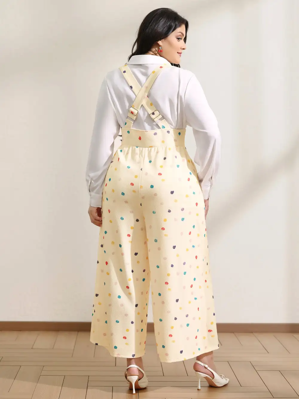 Colorful Polka Dots Cinched-Waist Jumpsuit