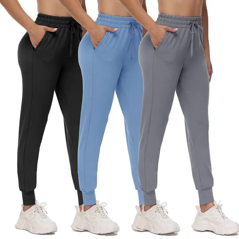 Women's High Waisted 3 Pack Joggers – Lightweight Sweatpants with Pockets Comfy Yoga Pants for Workout, Casual Wear and Lounge