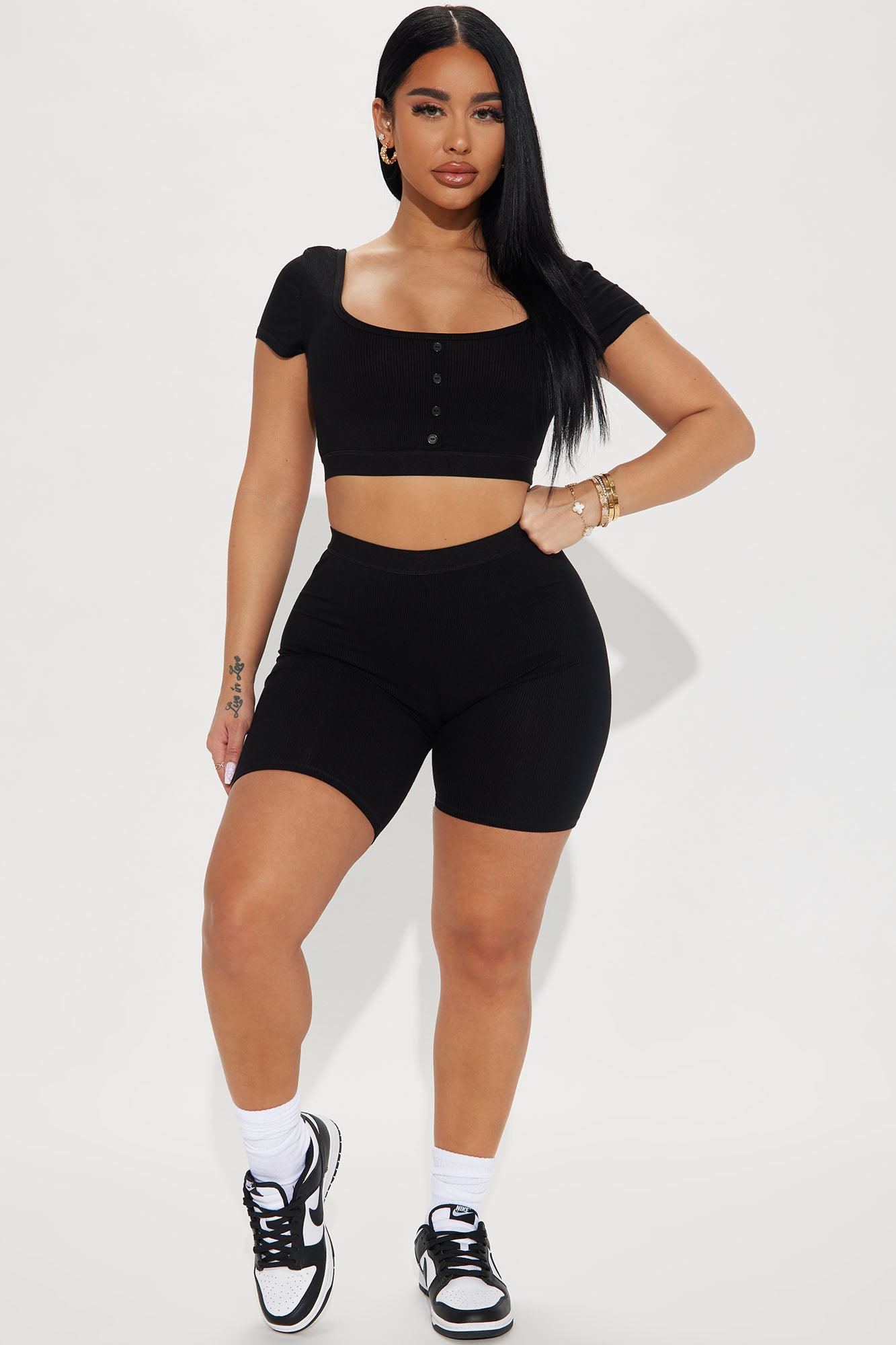 Feeling It Biker Short Set  - Black