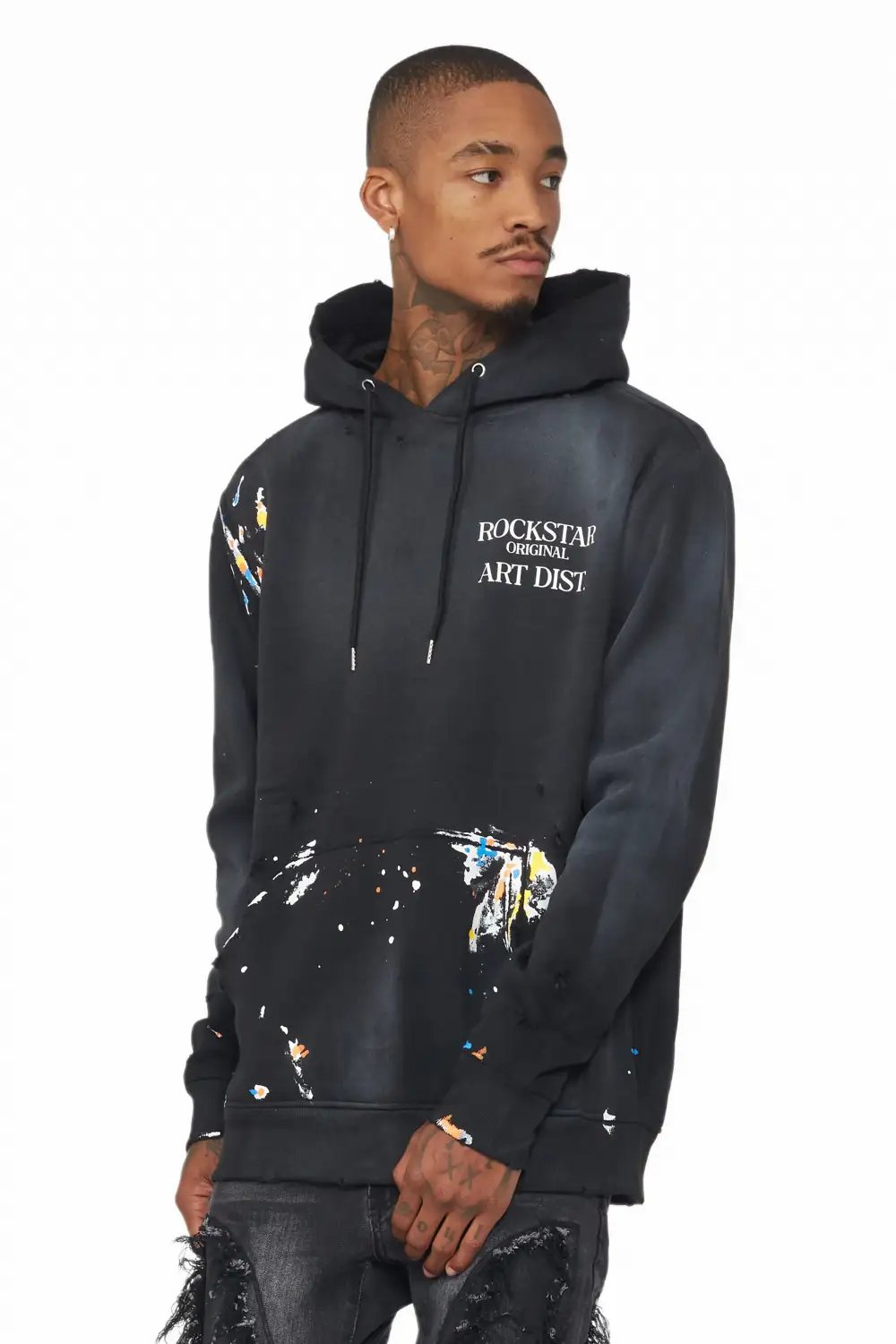 Rockstar Art Dist. Black/White Graphic Hoodie