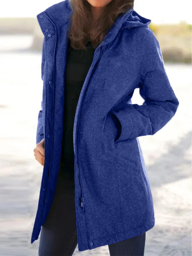 Plain Long Sleeve Buttoned Casual Jacket/Coat