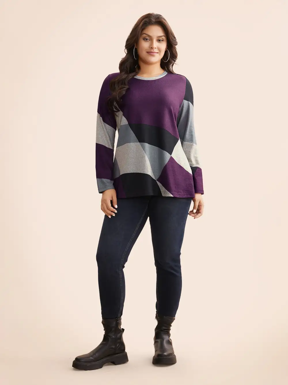 Round Neck Colorblock Contrast T-shirt