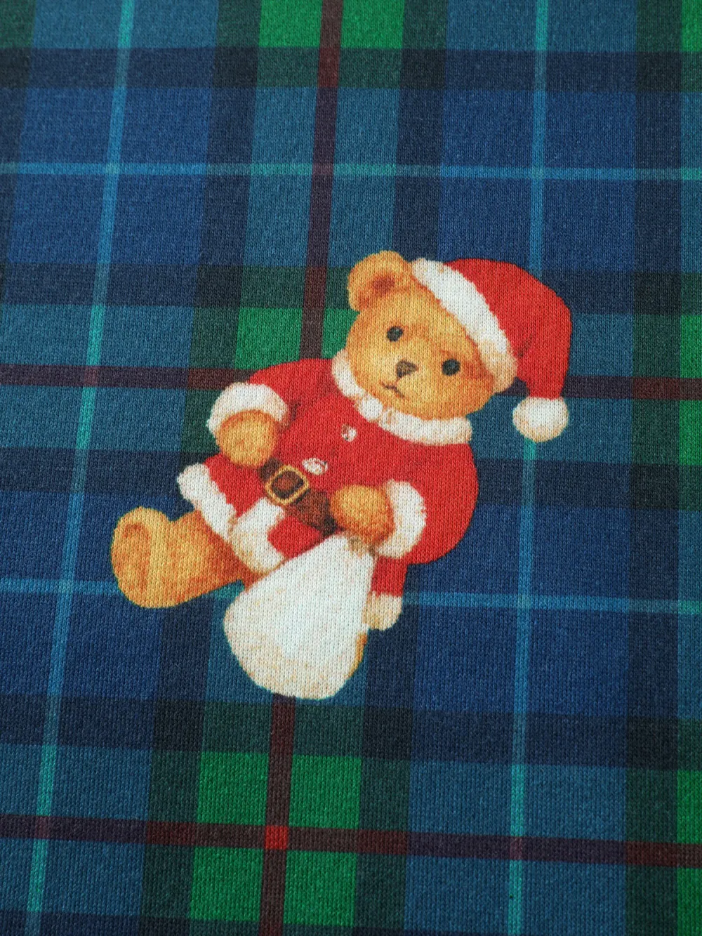 Holiday Bear Plaid Round Neck Sweatshirt