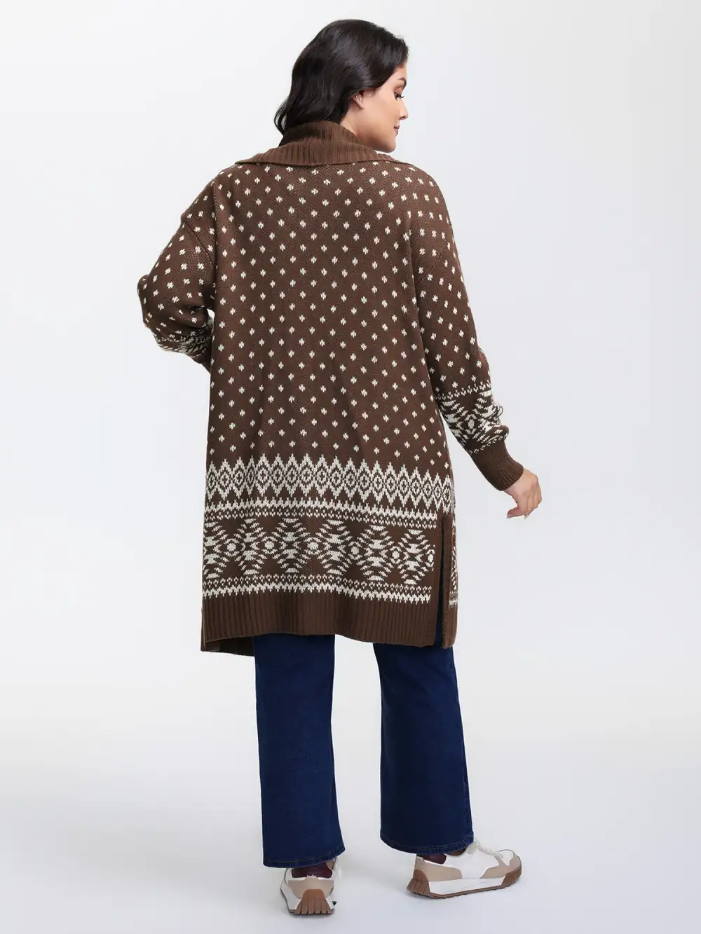 Polka Dots Kimono Collar Knit Cardigan