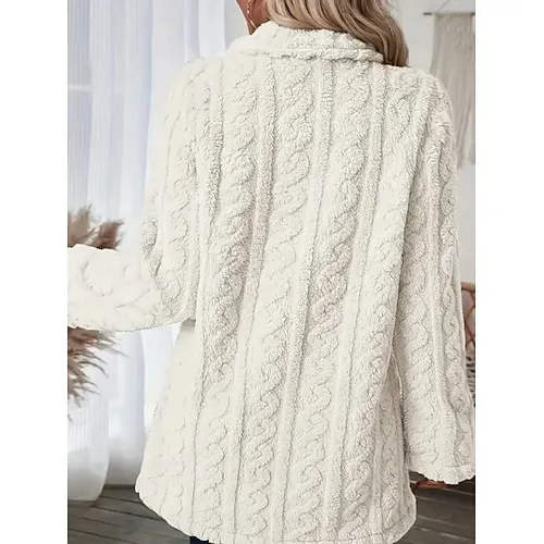 Women's Fleece Jacket Casual Jacket Hoodie Jacket Comfortable Breathable Zipper Pocket Casual Solid Color Vacation Street Casual Daily Wear Zipper Regular Hooded Regular Fit Long Sleeve Outerwear