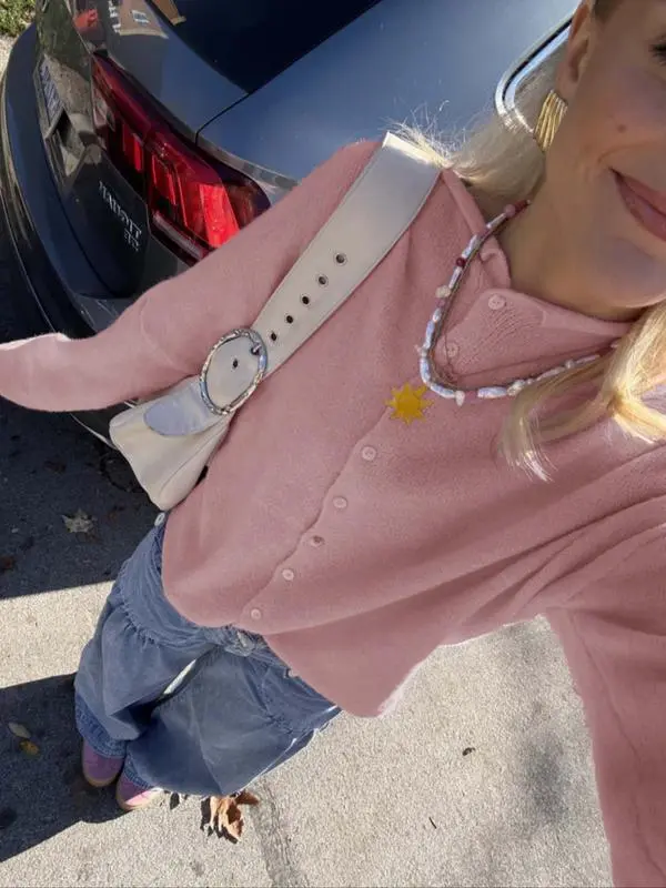 Women’s Vintage Knit Cardigan – Rolled Hem Solid Color Sweater Jacket for Autumn & Winter