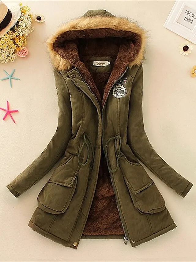 Women's Winter Coat Fleece Lined Parka Thermal Warm Windproof Puffer Jacket with Pocket Hooded Heated Jacket Fall Outerwear Drawstring Outdoor Street Fashion Casual Outerwear