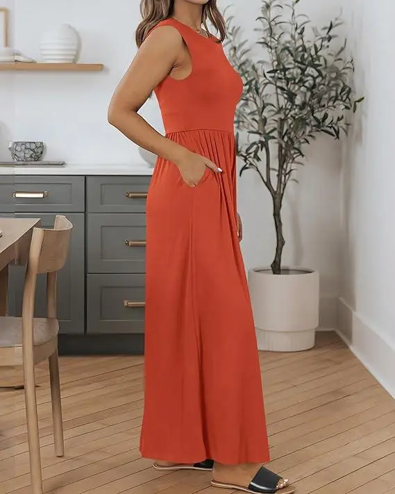 Women's Sleeveless Knit Jumpsuit – Wide Leg One-Piece Summer Outfit