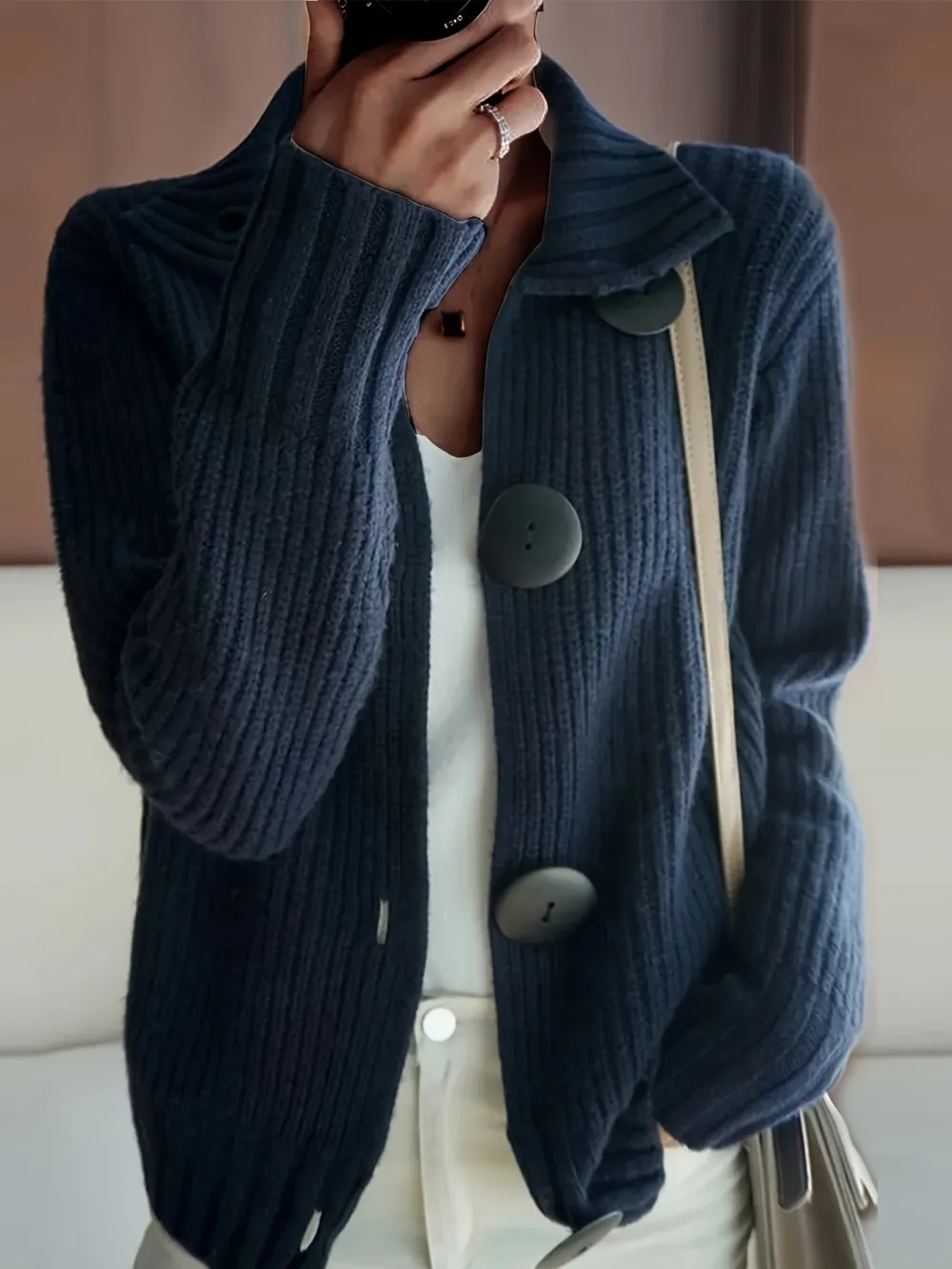 Exclusive offer Vibrant Solid Color Collared Button Front Long Sleeve Cardigan - Soft, Cozy, and Versatile for Spring and Fall