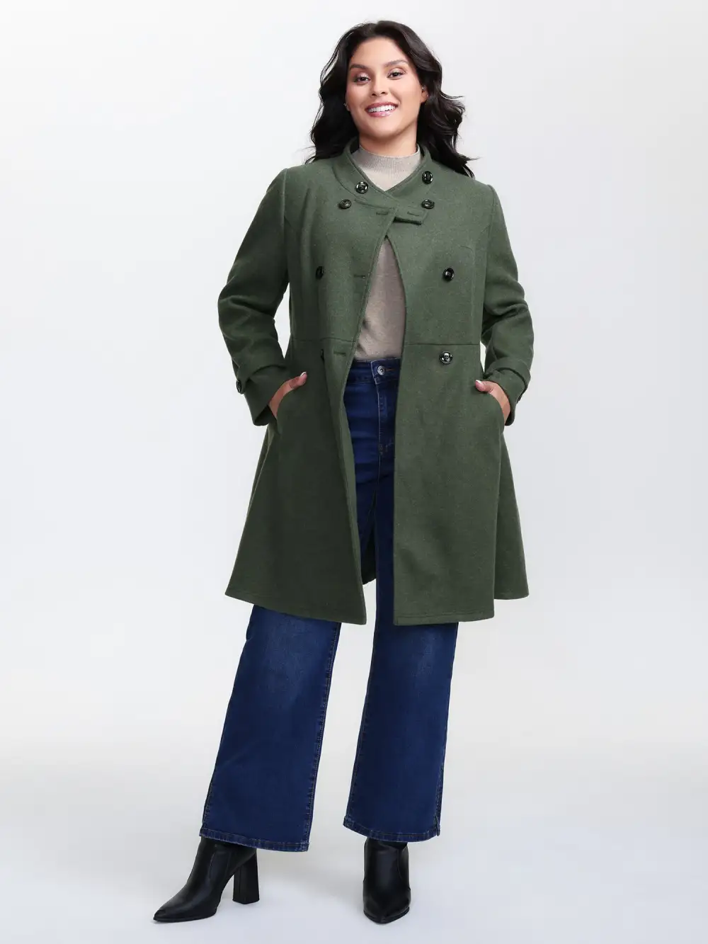 Double Button Pocket Solid Coat